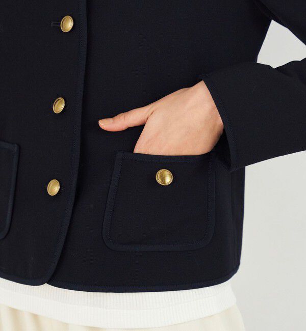 DES PRES「ウールオックスフォード クルーネックジャケット」|ノーカラージャケット|