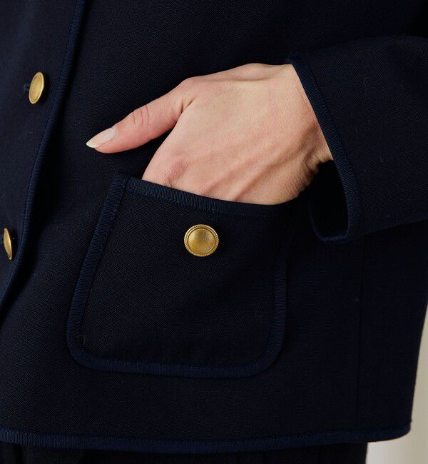 DES PRES「ウールオックスフォード クルーネックジャケット」|ノーカラージャケット|