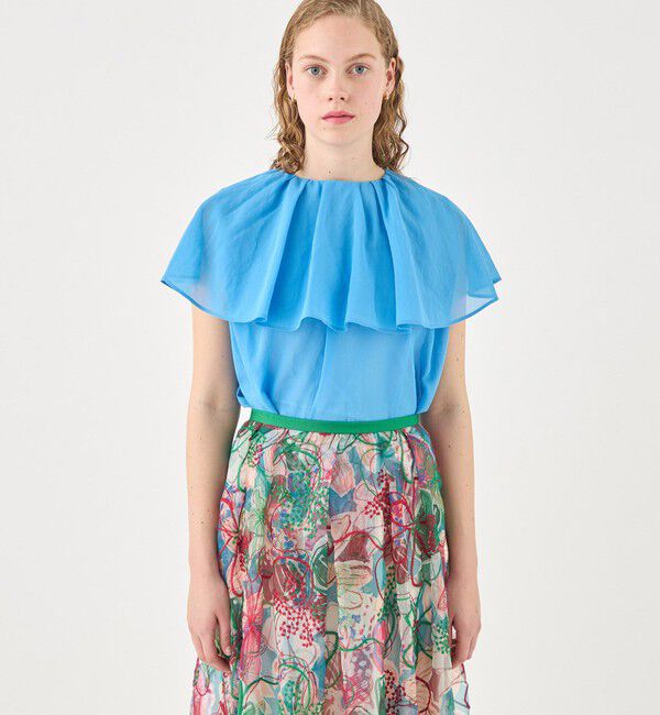 TOMORROWLAND collection「ルコットンオーガンジー カスケードラッフルカラーブラウス」|シャツ・ブラウス|