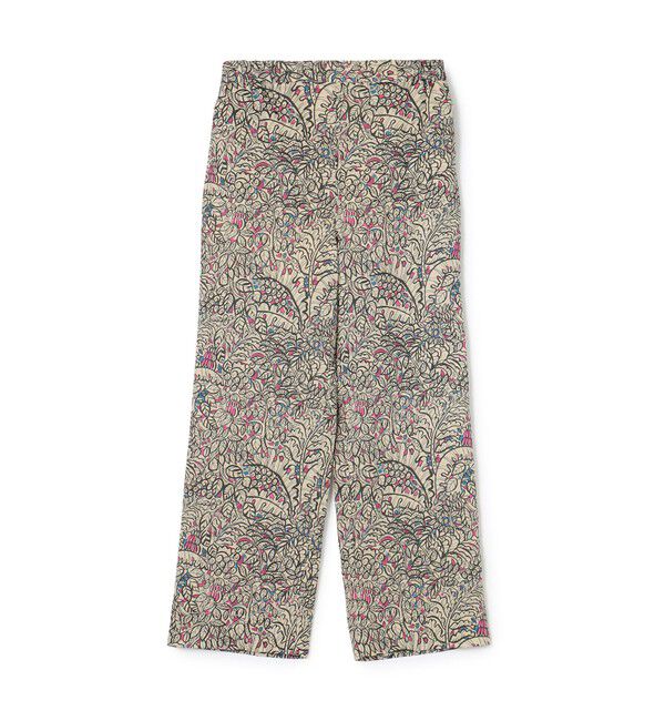 SOULEIADO「リネンプリント イージーストレートパンツ」|その他|46 ブラウン系