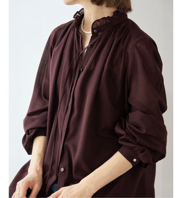 IENA「フリルネックブラウス」|シャツ・ブラウス|