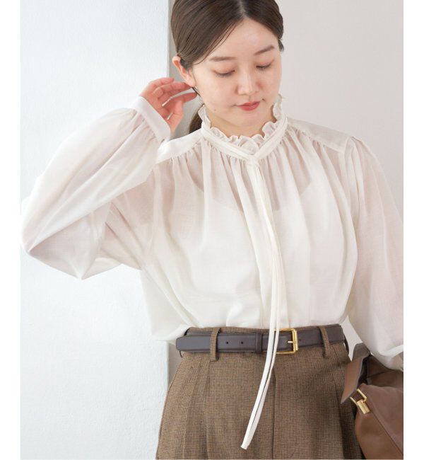 IENA「フリルネックブラウス」|シャツ・ブラウス|