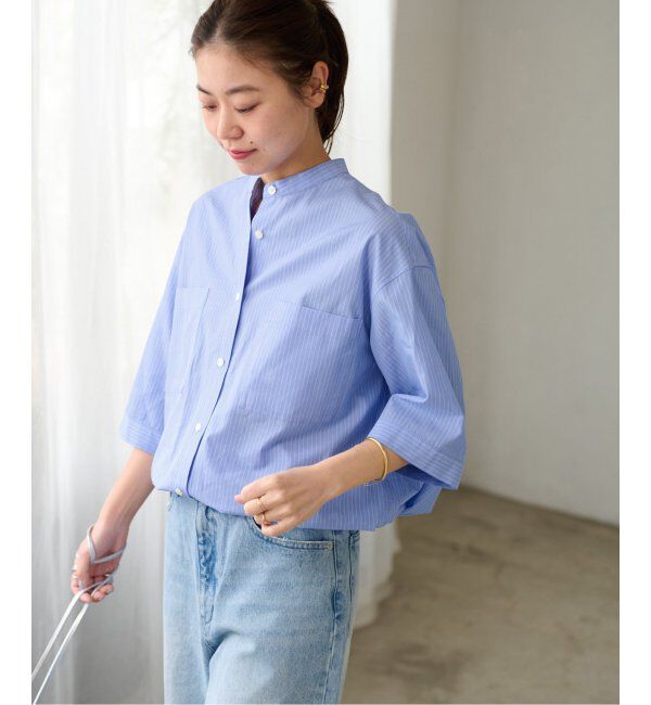JOURNAL STANDARD relume「《追加》ストライプバンドカラードロストシャツ」|シャツ・ブラウス|