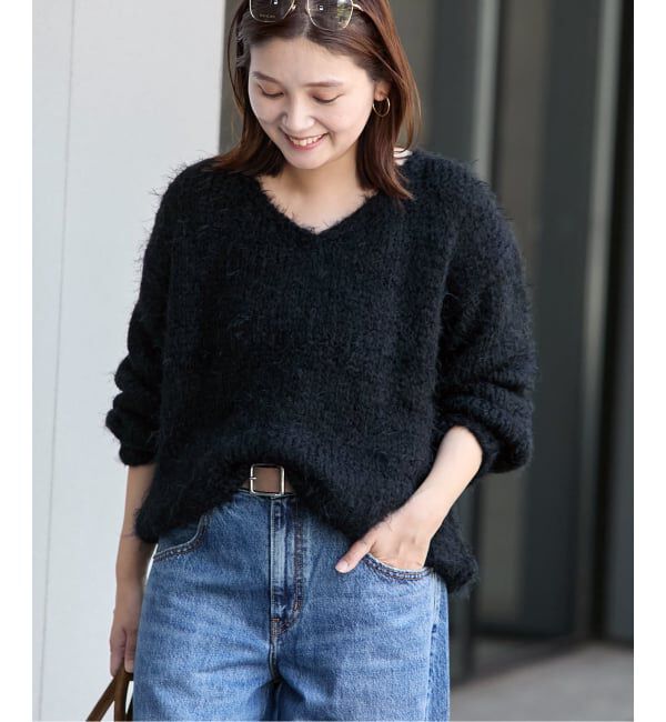 JOURNAL STANDARD「【TRICOTS JEAN MARC/トリコットジーンマルク】VネックシャギーPO」|ニット・セーター|ブラック