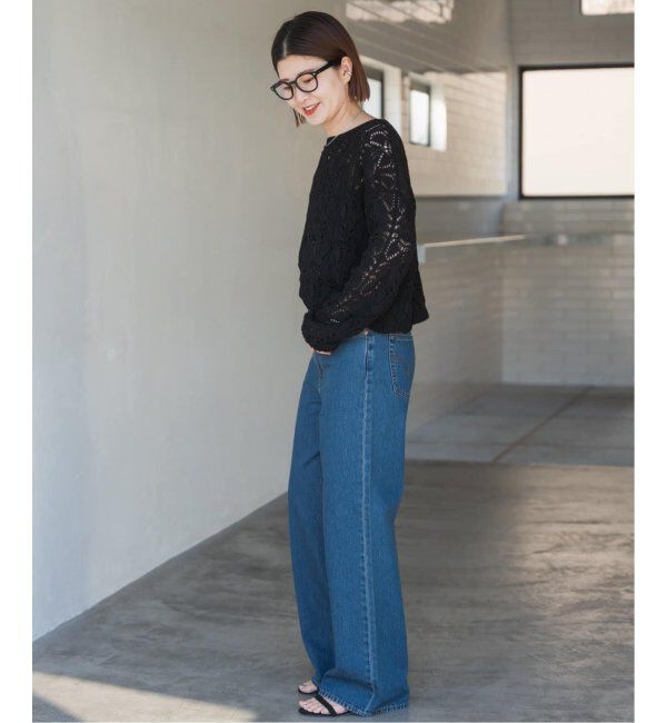 Spick and Span「《一部店舗+WEB限定追加2》ギマコットン透かし編みボートネックニット」|ニット・セーター|