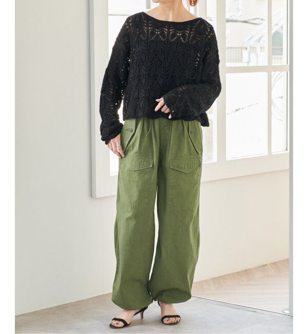 Spick and Span「《一部店舗+WEB限定追加2》ギマコットン透かし編みボートネックニット」|ニット・セーター|