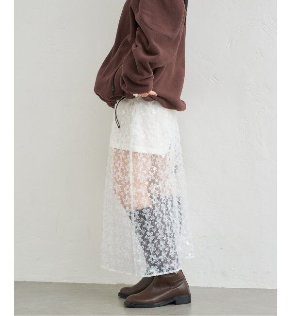 U by SPICK&SPAN「フラワーチュールシアースカート」|スカート|