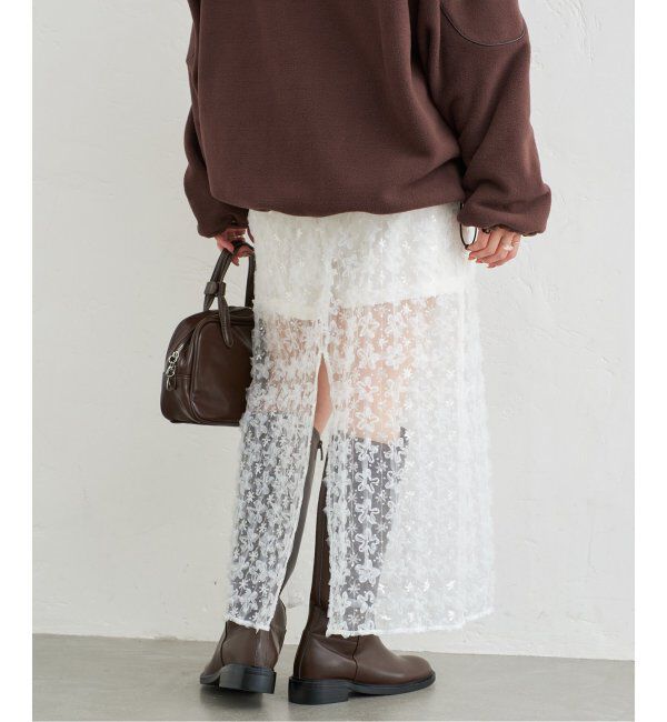 U by SPICK&SPAN「フラワーチュールシアースカート」|スカート|