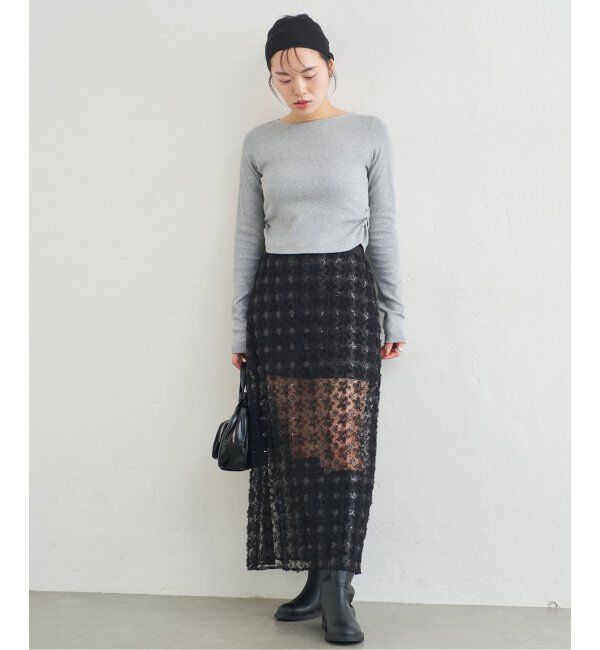 U by SPICK&SPAN「フラワーチュールシアースカート」|スカート|