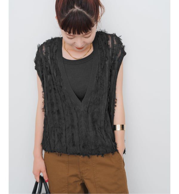 Spick and Span「《一部店舗+WEB限定》フリンジニットベスト」|ベスト・ジレ|