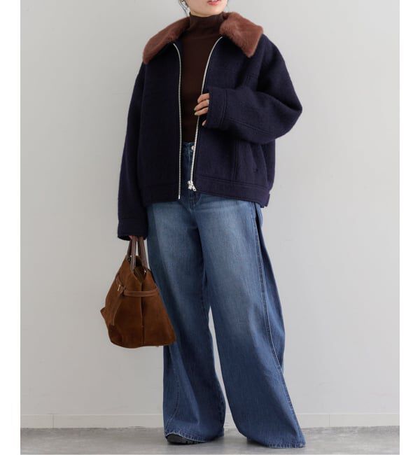 U by SPICK&SPAN「《追加》サイドタックワイドデニム」|デニム|