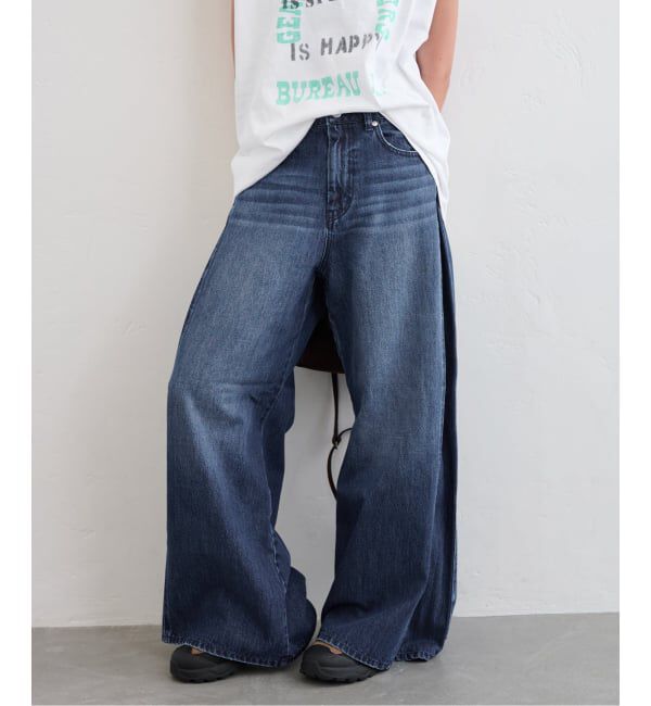 U by SPICK&SPAN「《追加》サイドタックワイドデニム」|デニム|