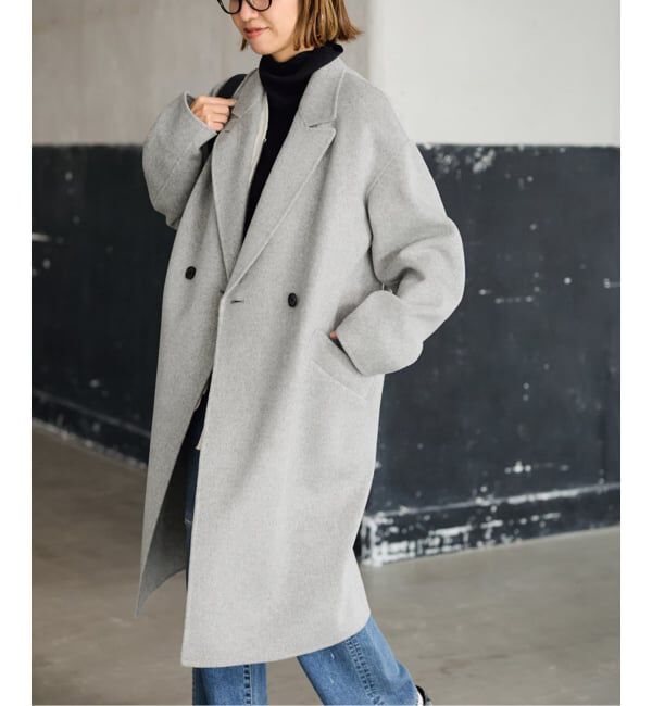 Cornier 24AW Super160's ウールダブルチェスターコート L Super160's WOOL DOUBLE CLOTH PEA COAT｜TOP BLACK – Cornier