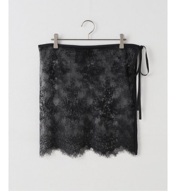 Spick and Span「レースレイヤードラップスカート」|スカート|ブラック