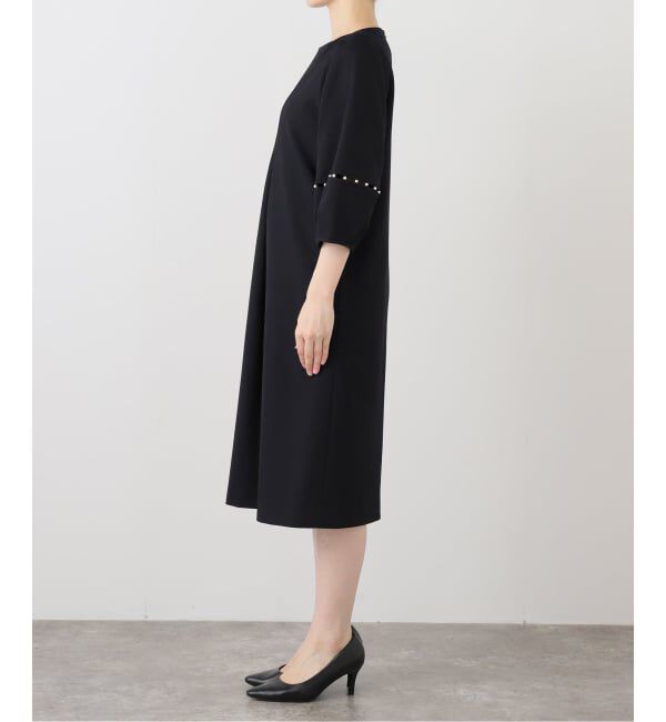  「【洗える】パールスリーブサックワンピース」|ワンピース|