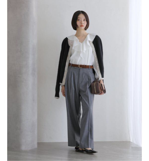  「【洗える】フレアフリルロングスリーブブラウス」|シャツ・ブラウス|