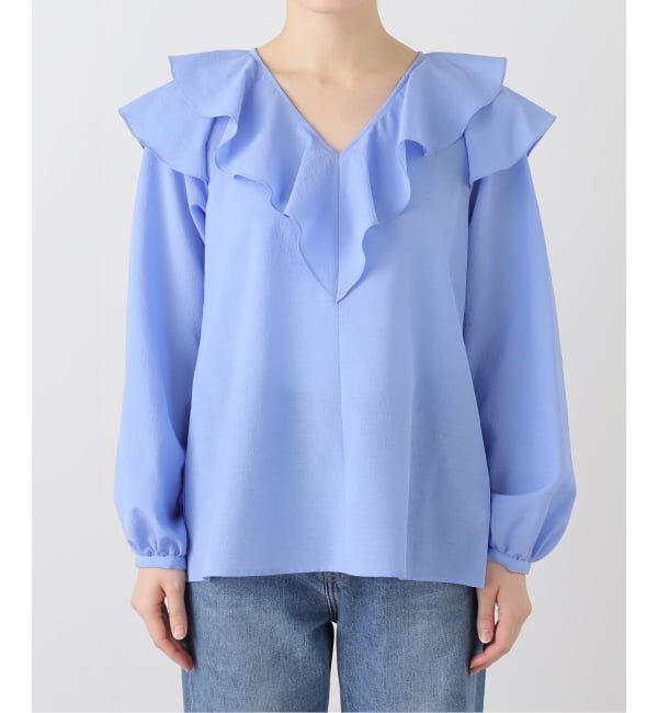  「【洗える】フレアフリルロングスリーブブラウス」|シャツ・ブラウス|