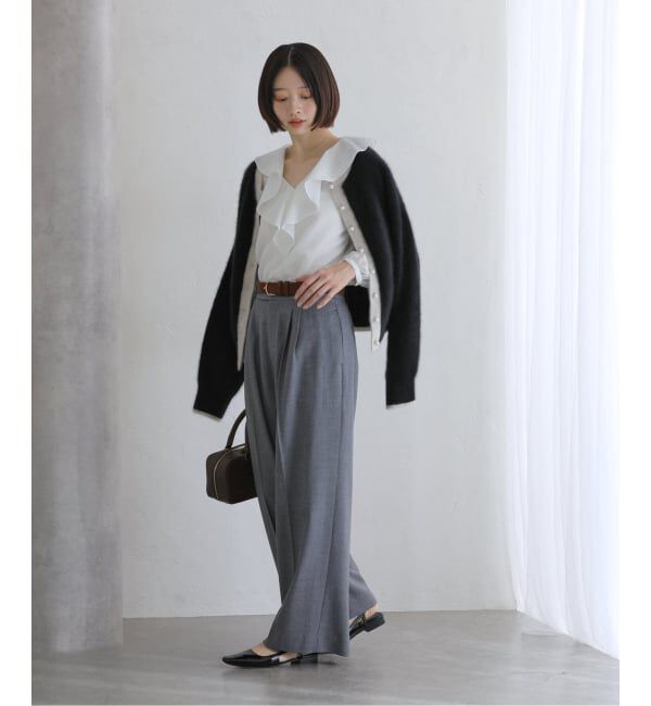  「【洗える】フレアフリルロングスリーブブラウス」|シャツ・ブラウス|