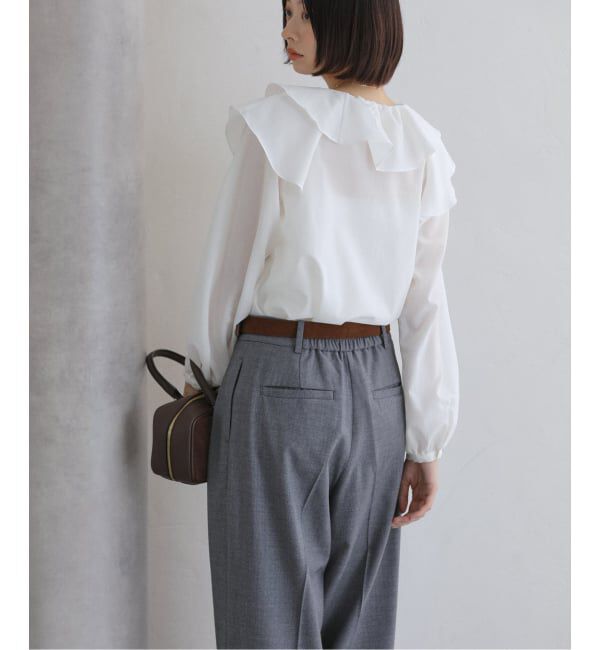  「【洗える】フレアフリルロングスリーブブラウス」|シャツ・ブラウス|
