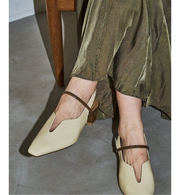  「GRISE4cmナロースクエアウェーブスリングバック」|パンプス|