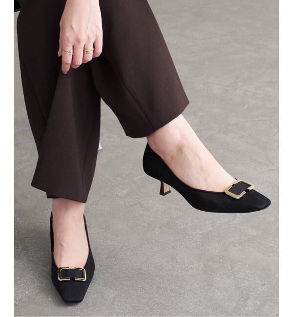  「5cmスクエアチュールバックルパンプス」|パンプス|ブラック C