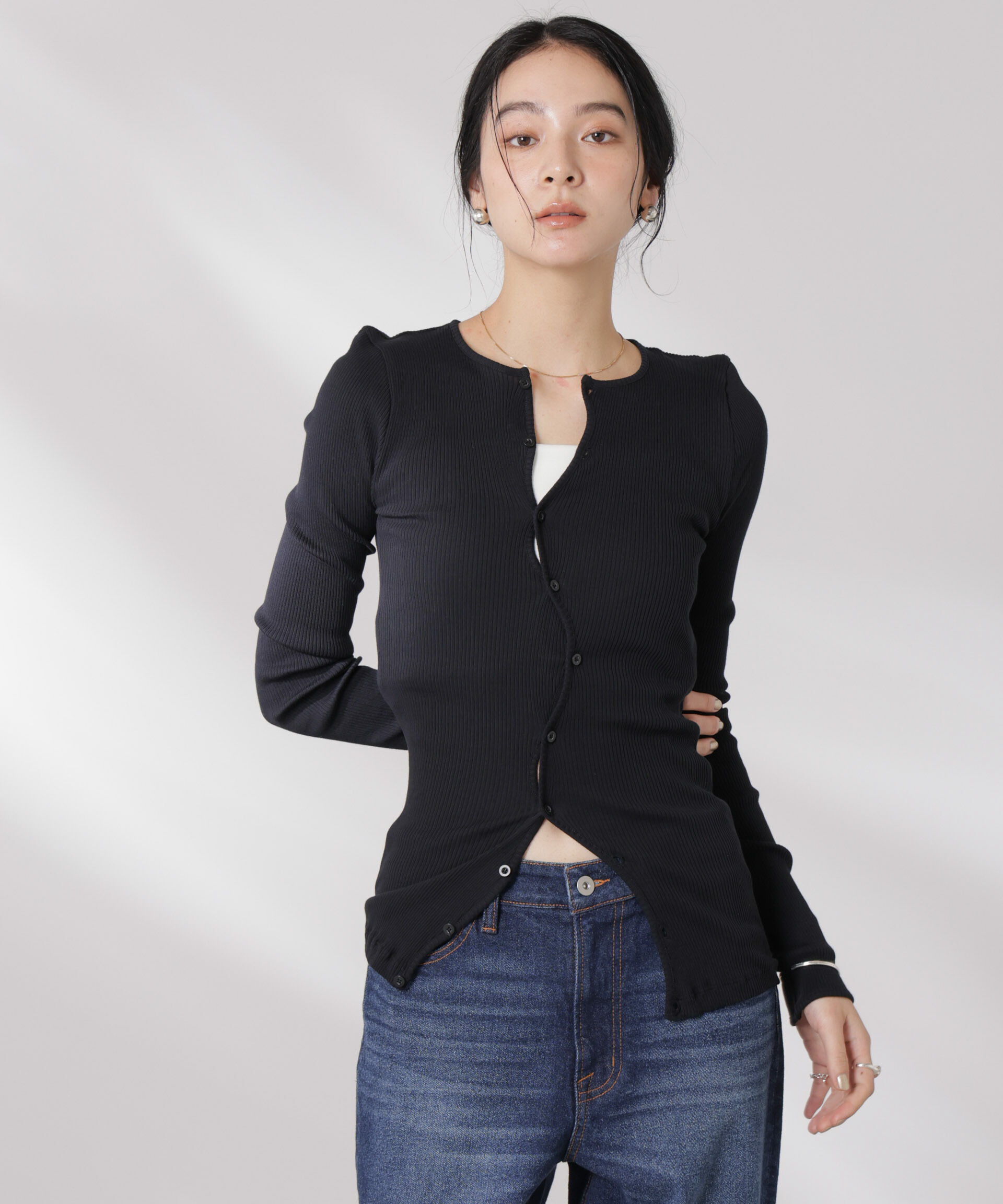 nano･universe「OperaSPORT/CLAIRE SEAMLESSCARDIGAN」|Tシャツ・カットソー|ブラック