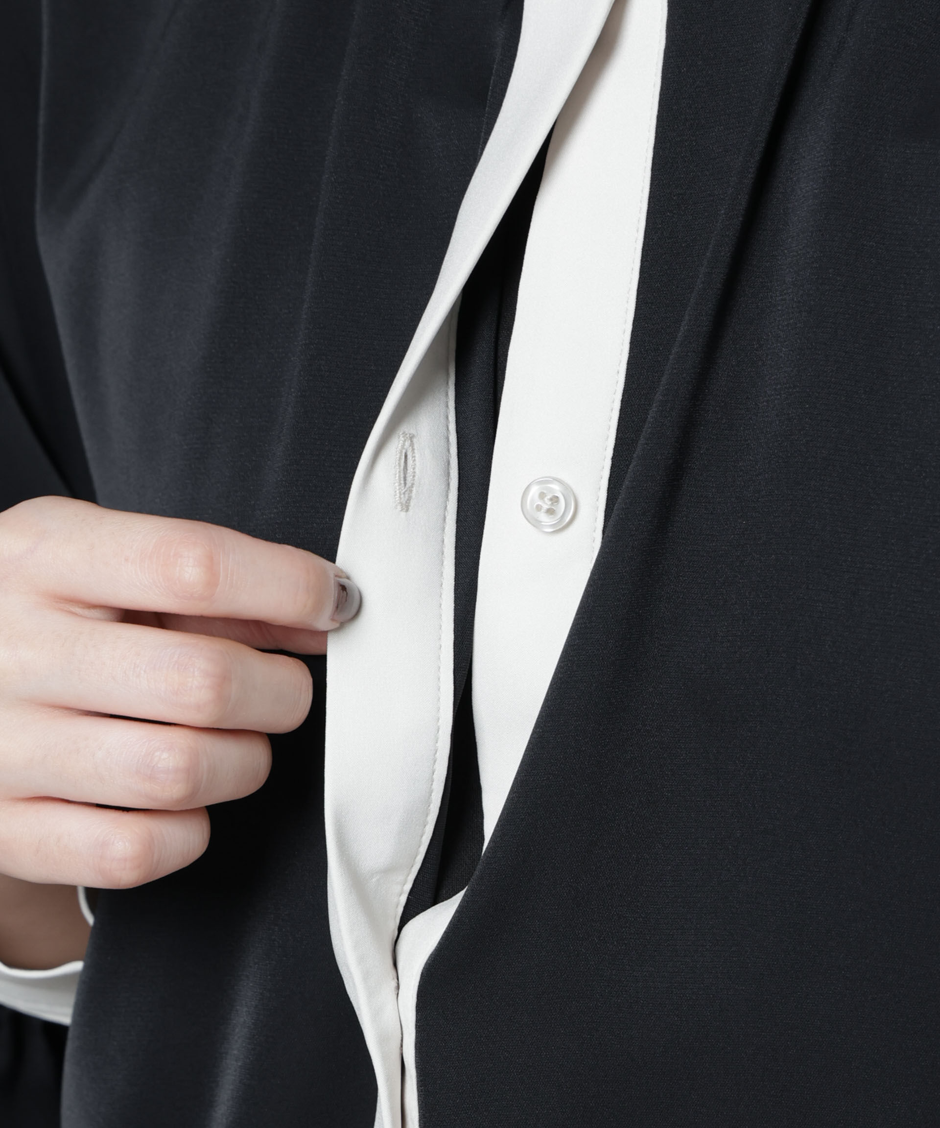 nano･universe「バイカラーデザインブラウス」|シャツ・ブラウス|