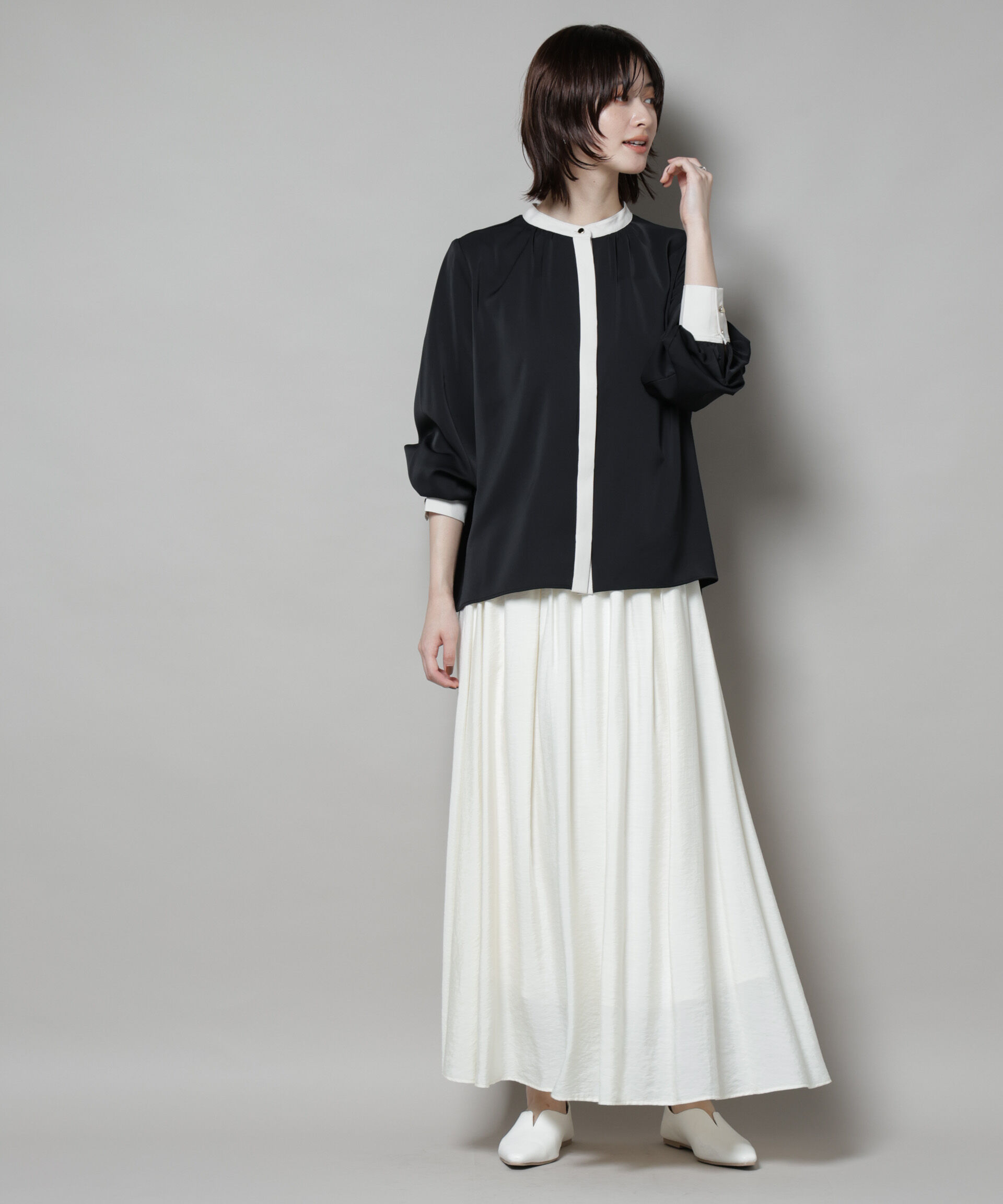 nano･universe「バイカラーデザインブラウス」|シャツ・ブラウス|