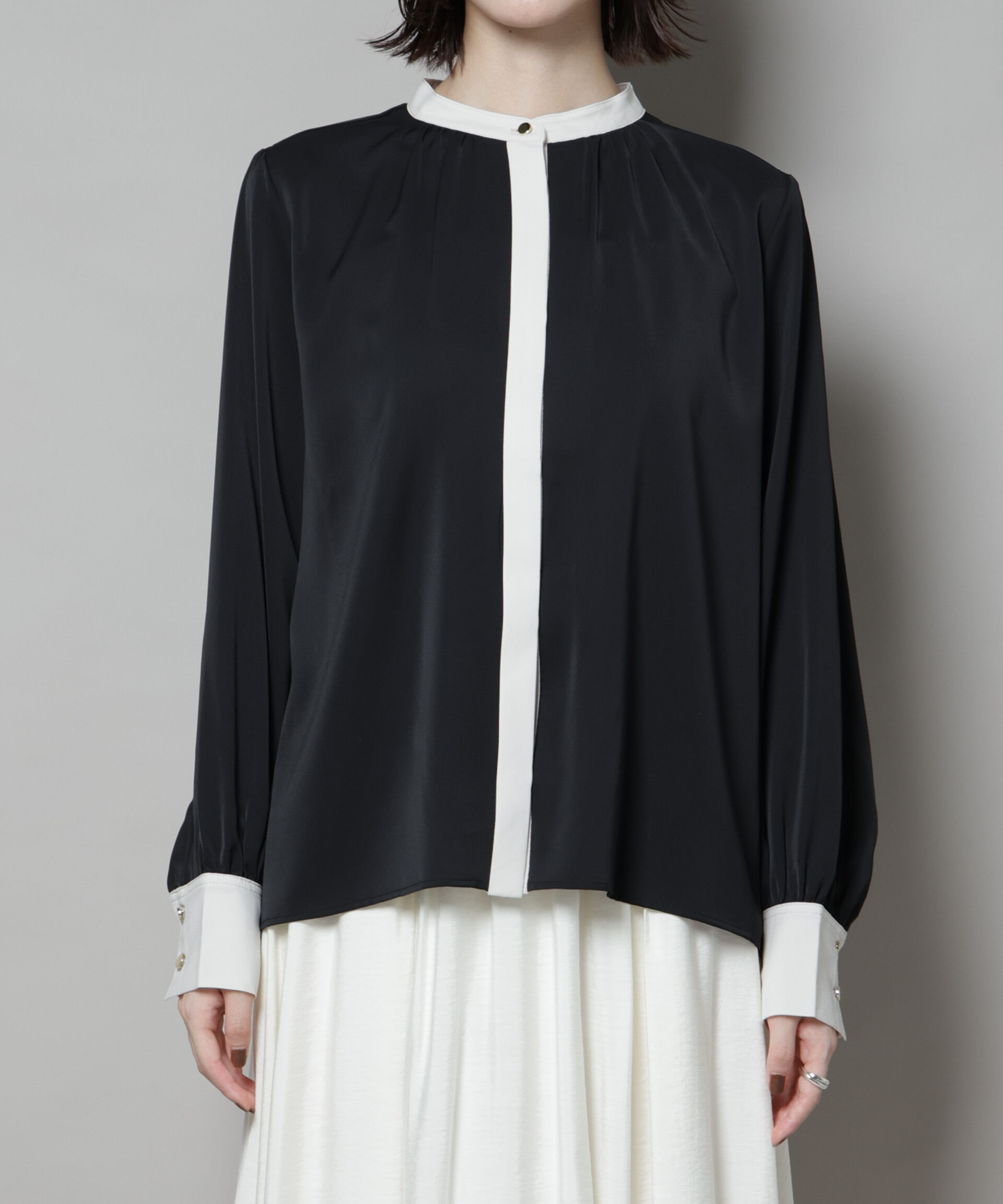nano･universe「バイカラーデザインブラウス」|シャツ・ブラウス|