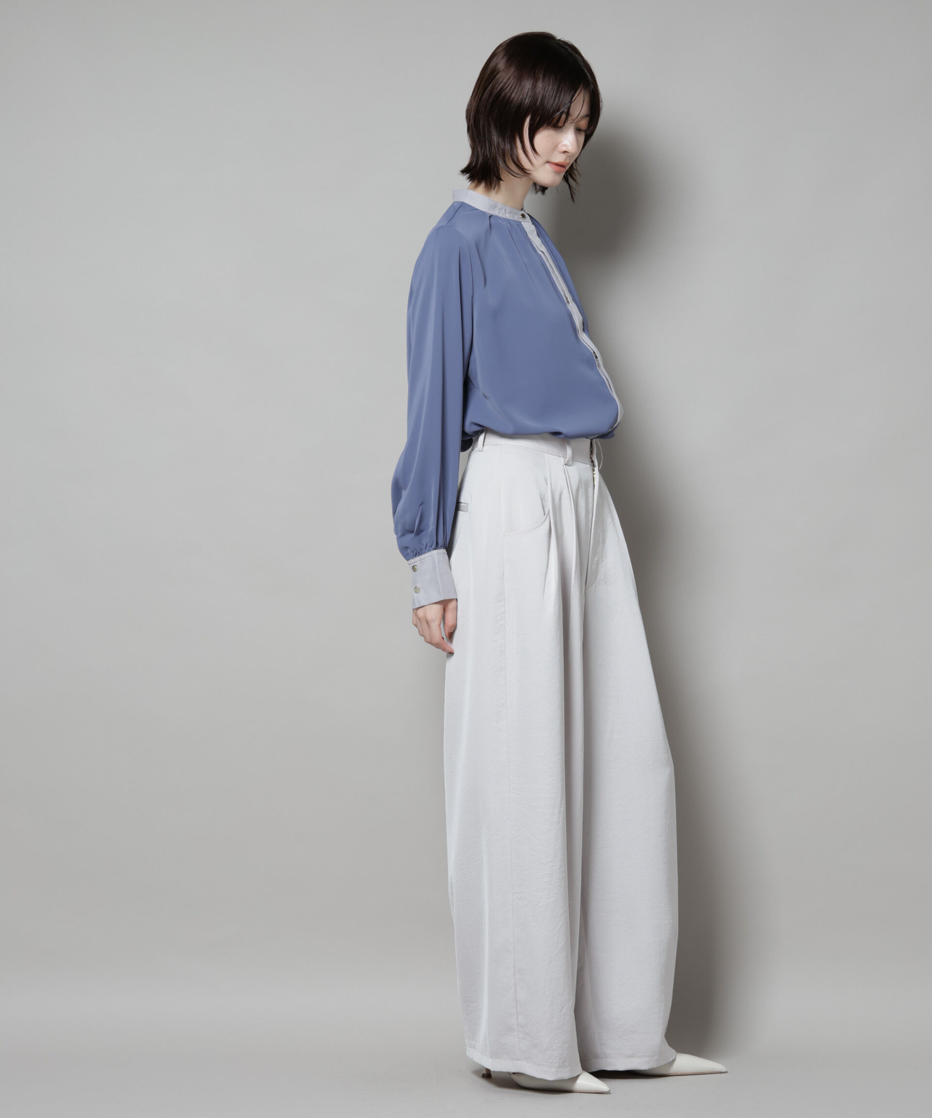 nano･universe「バイカラーデザインブラウス」|シャツ・ブラウス|