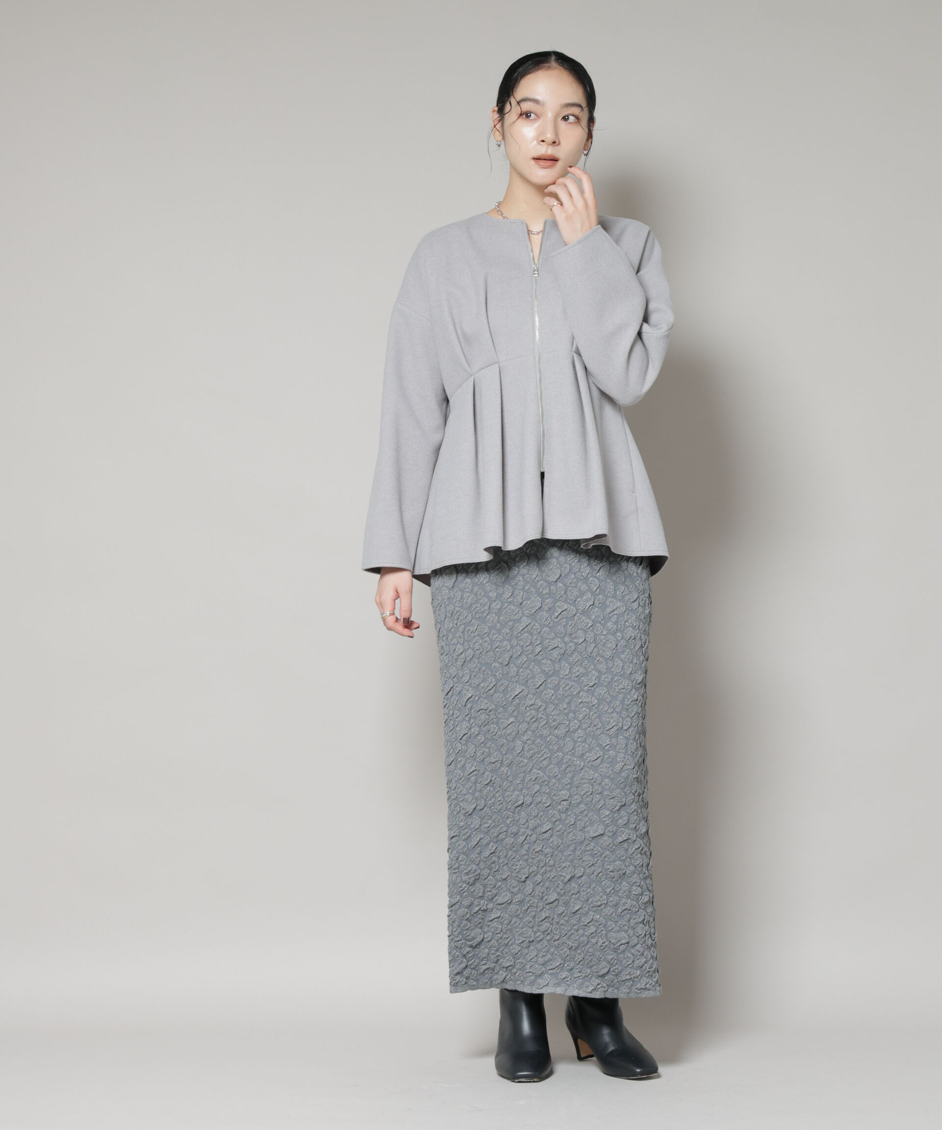 nano･universe「ラメジャガードニットタイトスカート」|スカート|