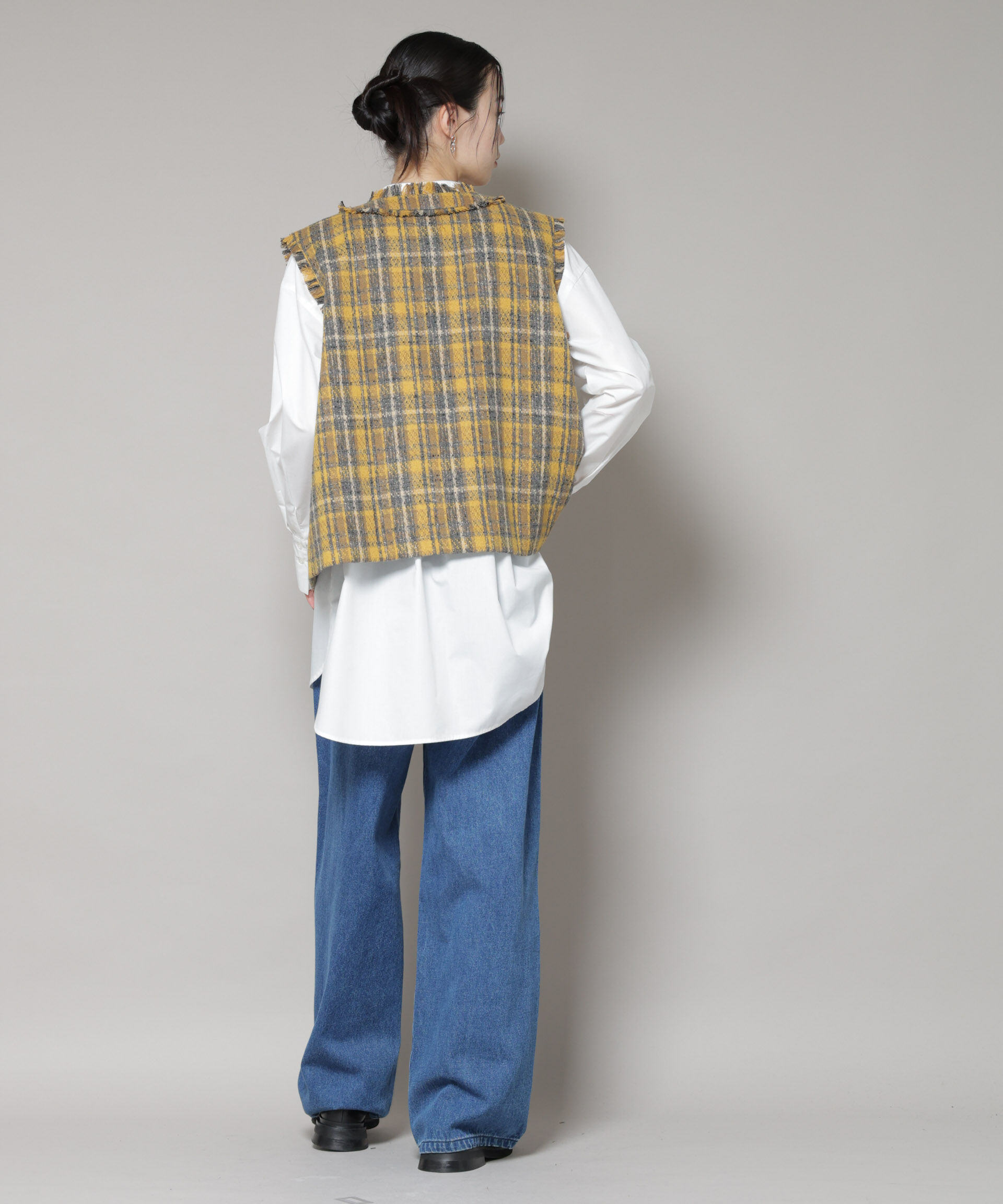 nano･universe「チェックフリンジ金ボタンジレ(セットアップ可)」|テーラードジャケット|