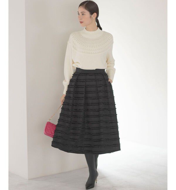 組曲「【WEB限定】ボーダーカットジャカード フレアスカート」|スカート|