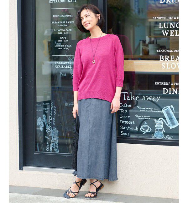 自由区「【洗える・XSサイズあり】ペーパーコットンアセテート  ニット」|ニット・セーター|