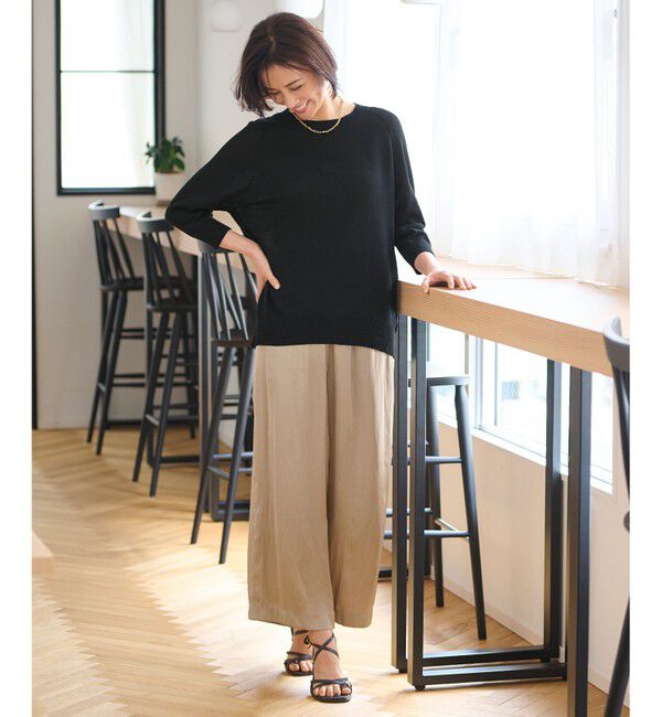 自由区「【洗える・XSサイズあり】ペーパーコットンアセテート  ニット」|ニット・セーター|