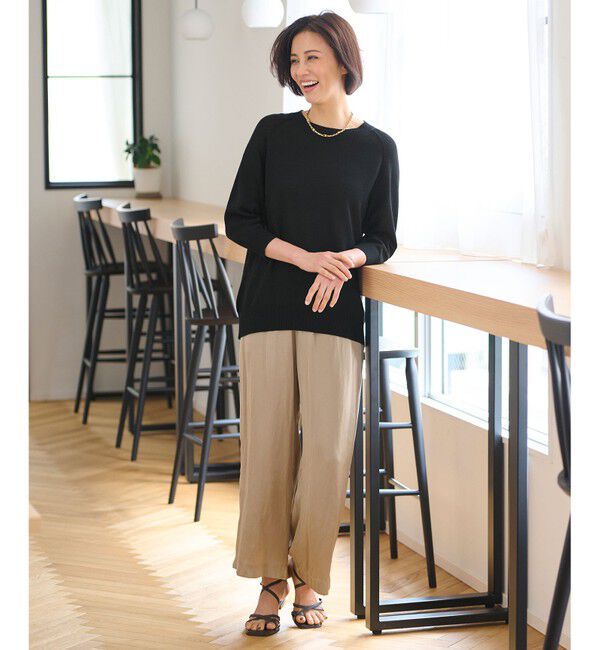 自由区「【洗える・XSサイズあり】ペーパーコットンアセテート  ニット」|ニット・セーター|