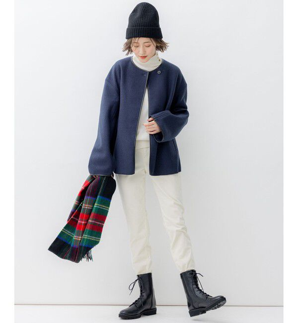 23区「コンプレストパイル ノーカラー アウター」|テーラードジャケット|