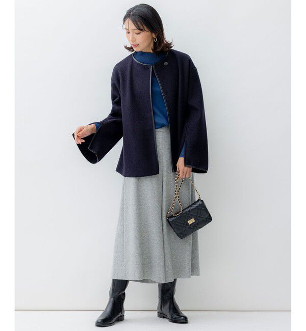 23区「コンプレストパイル ノーカラー アウター」|テーラードジャケット|