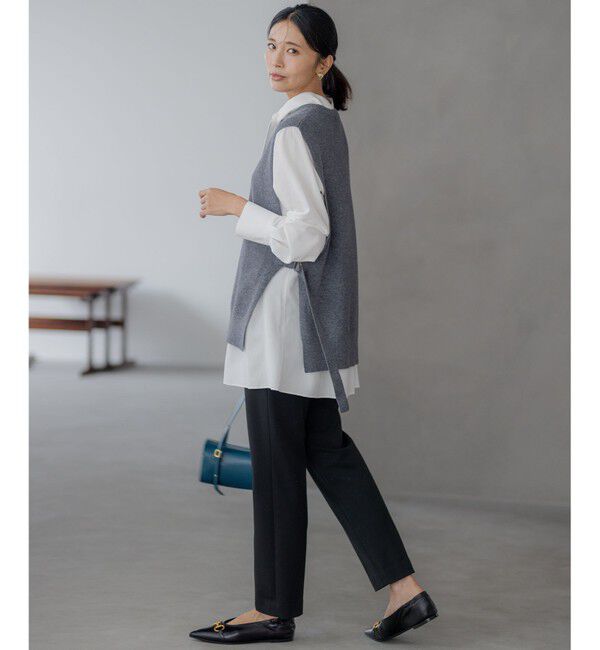 23区「【洗える】ツインニットクロップド ニットベスト」|ニット・セーター|