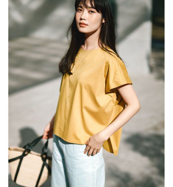 23区「【洗える】スムースデザイン フォルム カットソー」|Tシャツ・カットソー|イエロー系