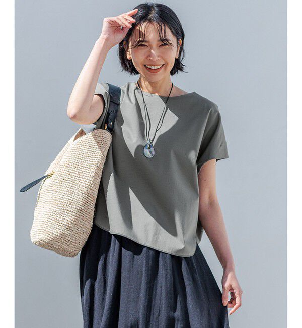 23区「【洗える】スムースデザイン フォルム カットソー」|Tシャツ・カットソー|カーキ系