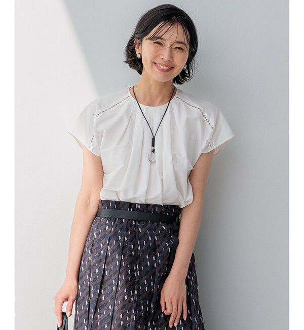 23区「【洗える】シャルマンエンブロイダリー Tブラウス」|シャツ・ブラウス|ホワイト系