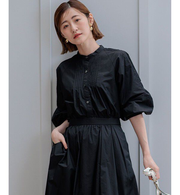 23区「ナイロンコットンポプリン ボリュームスリーブ ブラウス」|シャツ・ブラウス|ブラック系