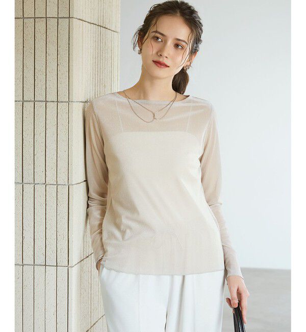 23区「【SLOW/一部店舗限定】ブラッシュドチュール メッシュベロア カットソー」|Tシャツ・カットソー|ベージュ系