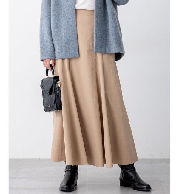 23区「【洗える】ストレッチタイプライター フレア スカート」|スカート|キャメル系