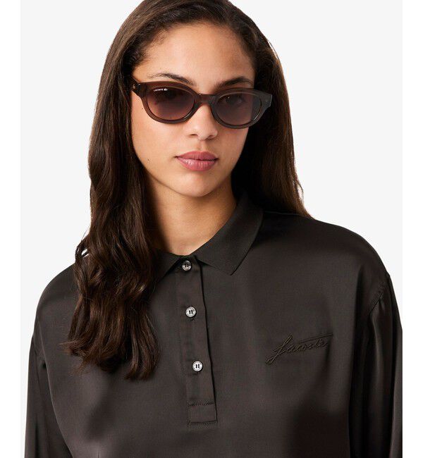 LACOSTE「オーバーサイズサテンポロシャツ」|シャツ・ブラウス|