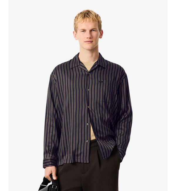 LACOSTE「マルチストライプオープンカラーシャツ」|シャツ・ブラウス|ネイビー