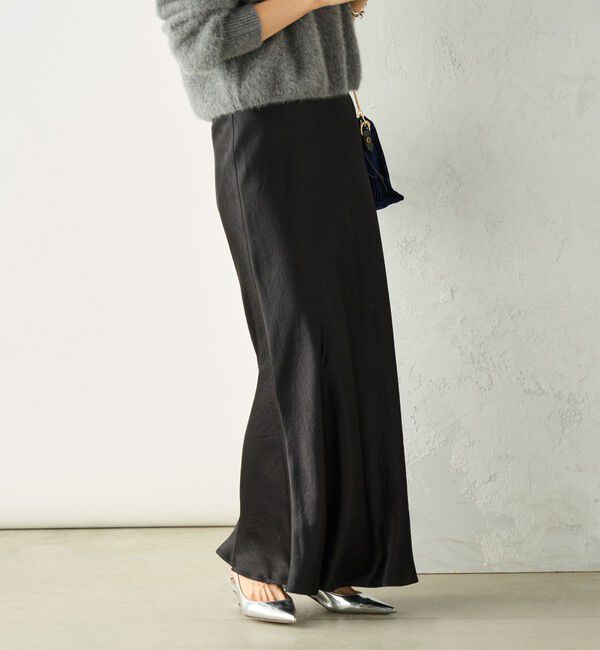 NOLLEY'S sophi「《オールシーズン対応》ウォッシャブルブライトサテンナロースカート」|スカート|