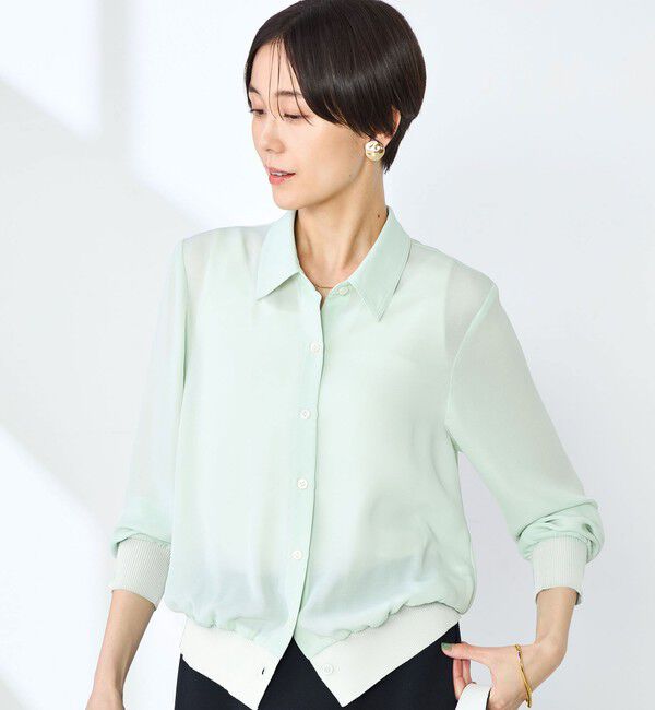 NOLLEY'S「カフス裾リブシフォンシャツ」|シャツ・ブラウス|