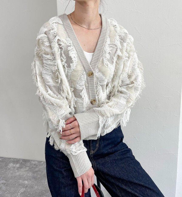 fredy emue「カットフリンジジャガード2WAY カーディガン」|ニット・セーター|